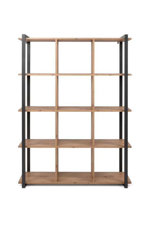 FIN - Bibliothèque Denver 31 - chêne artisanal / anthracite - 107xh145x39cm