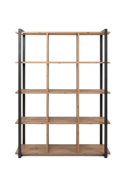 FIN - Bibliotheek Denver 31 - artisanal eik / anthracite - 107xh145x39cm