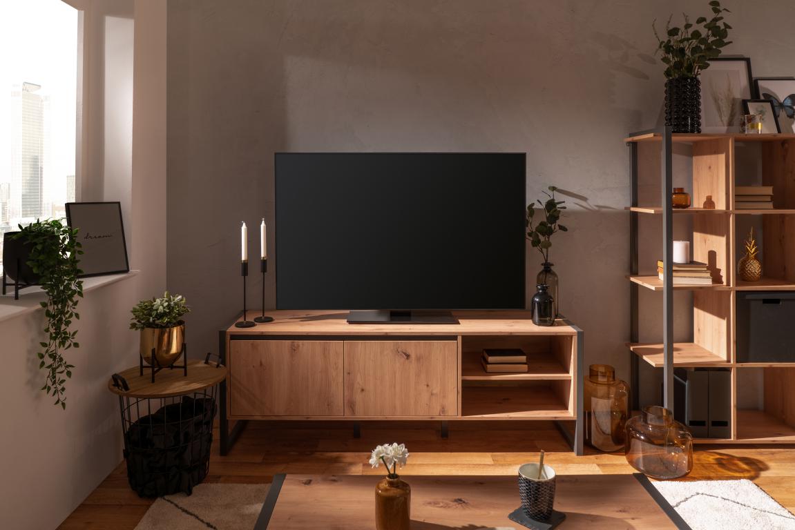 FIN - Meuble TV Denver 54 - chêne artisanal / anthracite - 160x55x40cm