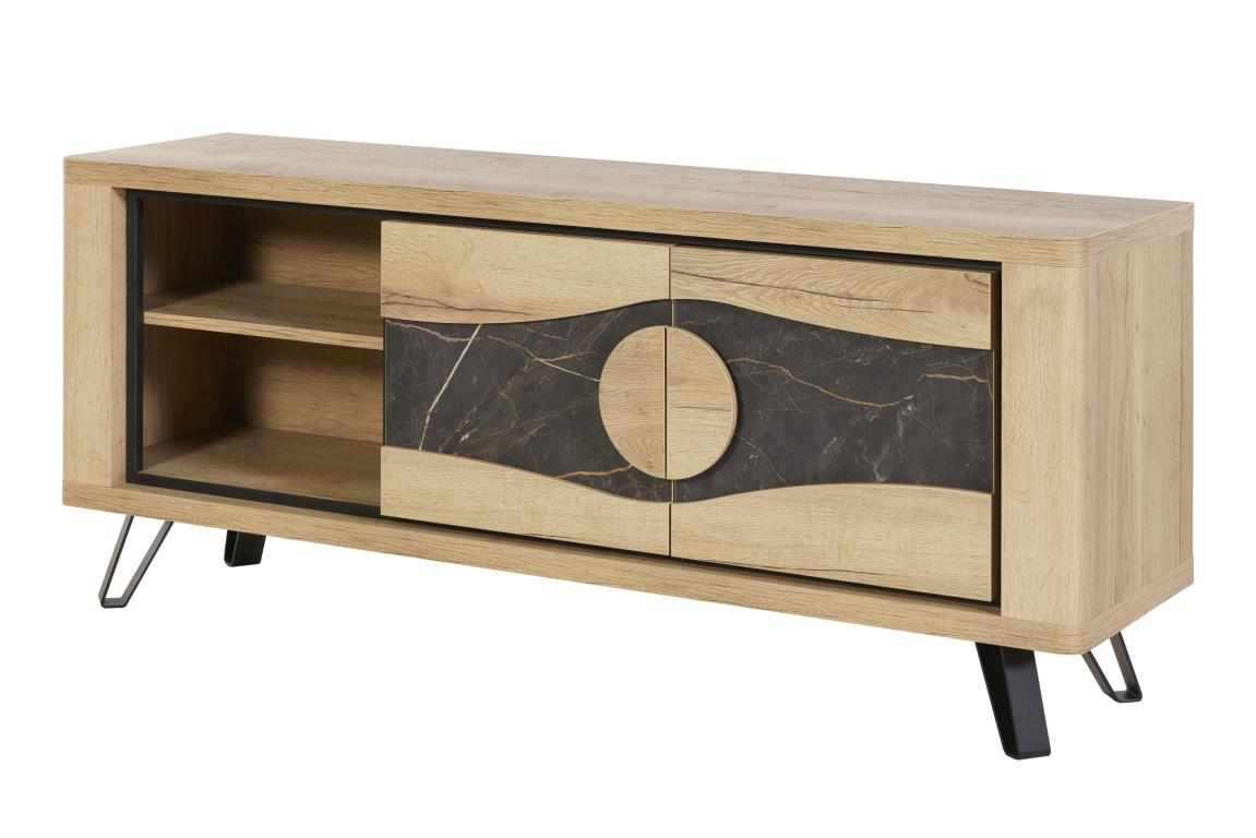 GBO - TV Meubel Valente - Halifax oak+Marble - 170x62/70x43 cm
