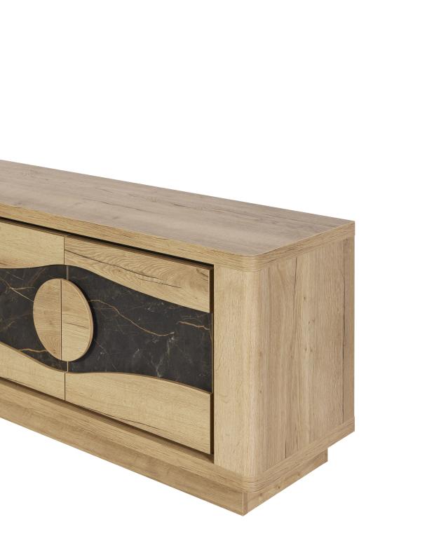 GBO - TV Meubel Valente - Halifax oak+Marble - 170x62/70x43 cm