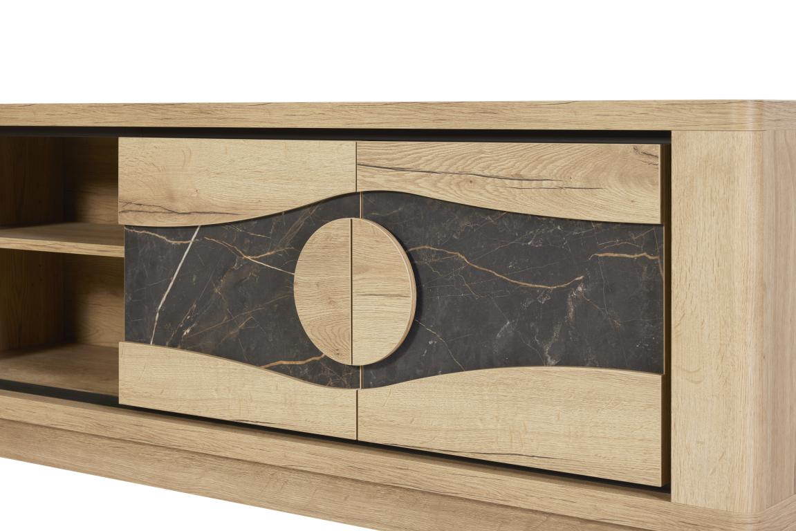 GBO - TV Meubel Valente - Halifax oak+Marble - 170x62/70x43 cm