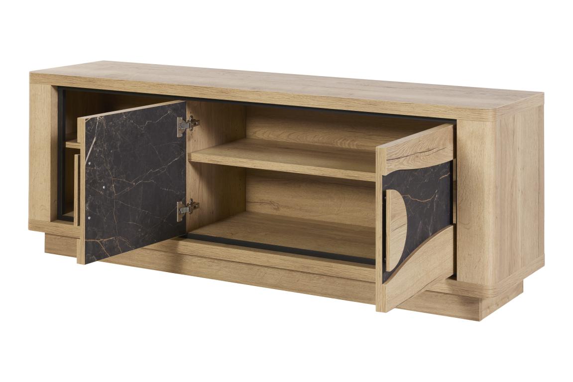 GBO - TV Meubel Valente - Halifax oak+Marble - 170x62/70x43 cm