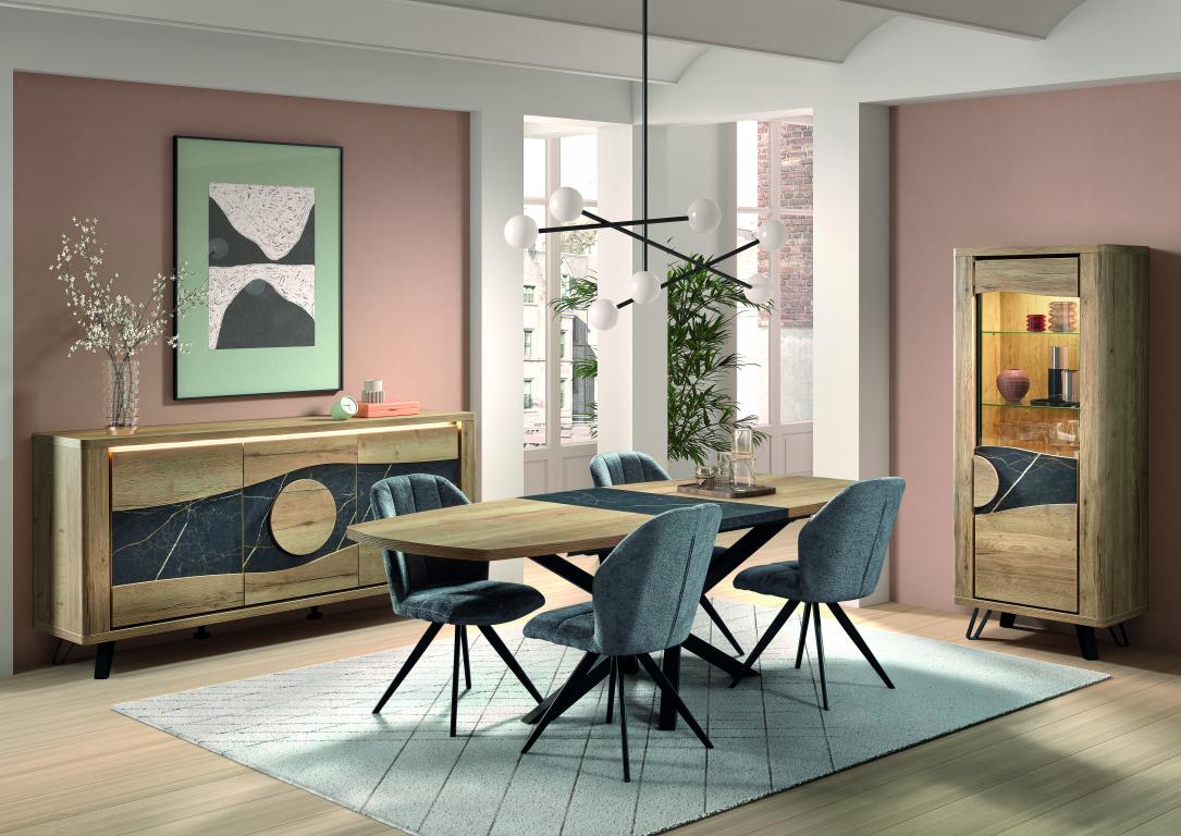 GBO - Table de salle à manger Valente - Ovale - Extensible - Pied Omega - 200 -> 250 x 100