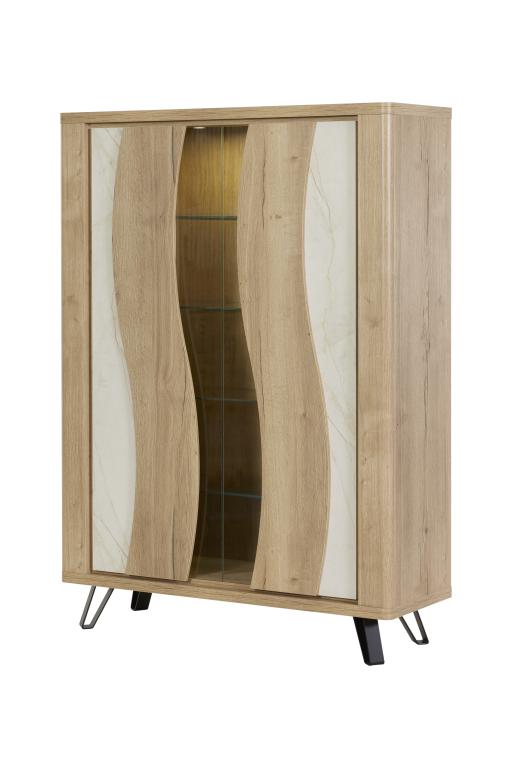 GBO - Glaskast Vincenzo S/P - Halifax oak+Cremona - 125x176/184x43 cm