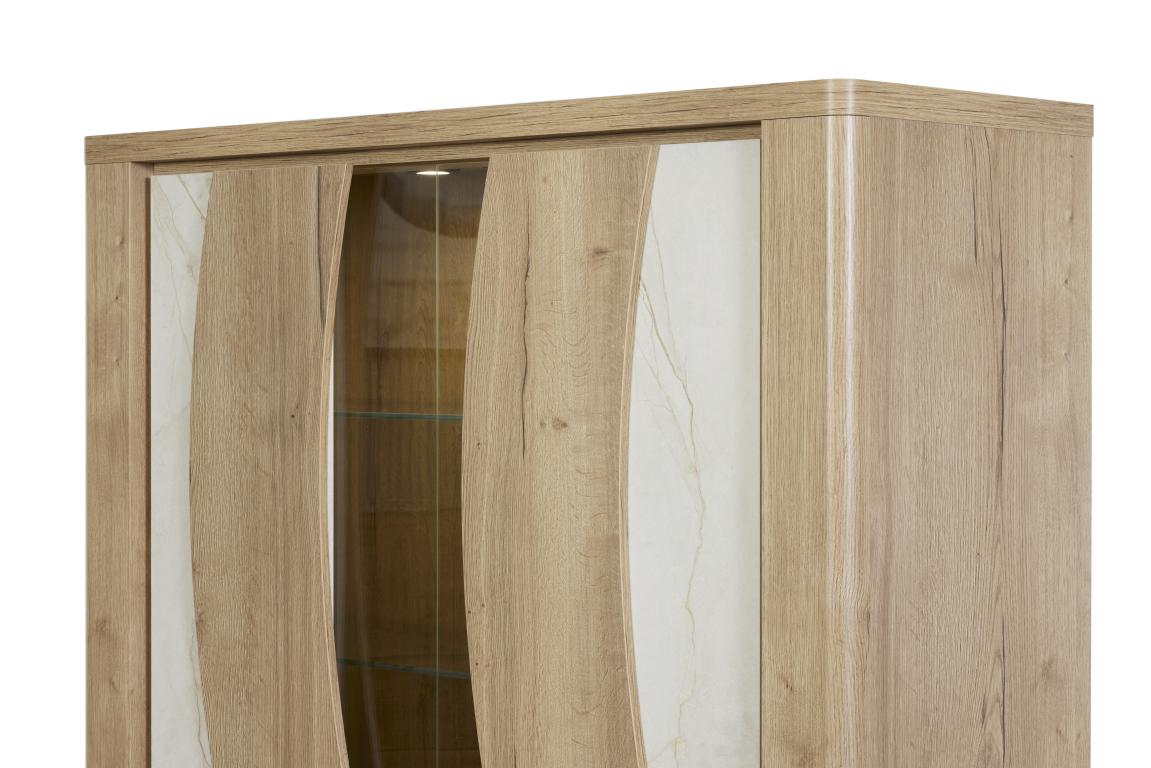 GBO - Glaskast Vincenzo S/P - Halifax oak+Cremona - 125x176/184x43 cm