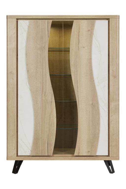 GBO - Glaskast Vincenzo S/P - Halifax oak+Cremona - 125x176/184x43 cm
