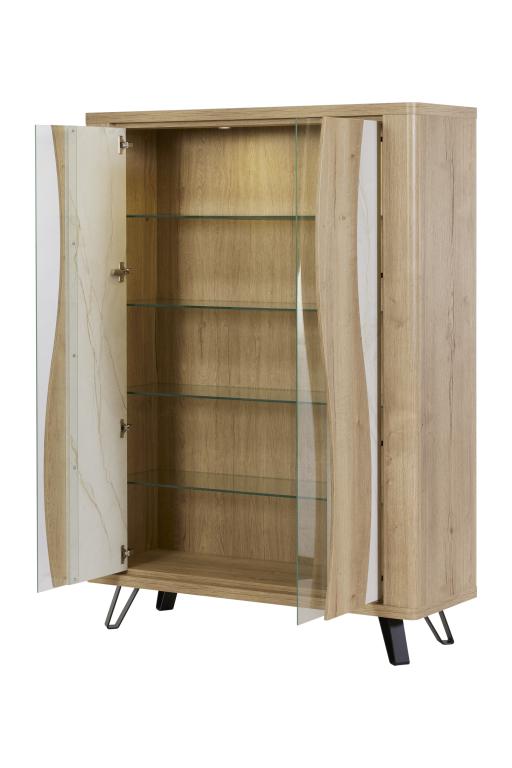 GBO - Glaskast Vincenzo S/P - Halifax oak+Cremona - 125x176/184x43 cm