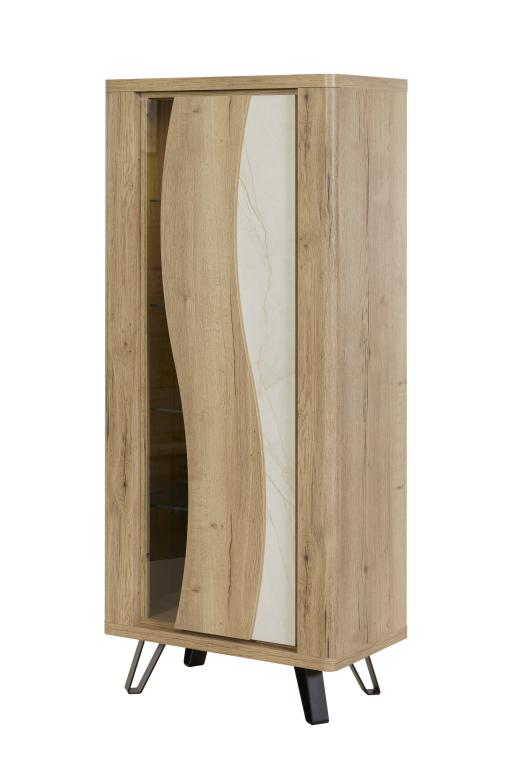 GBO - Vitrine Vincenzo S/P - Halifax oak+Cremona - 76x176/184x43 cm