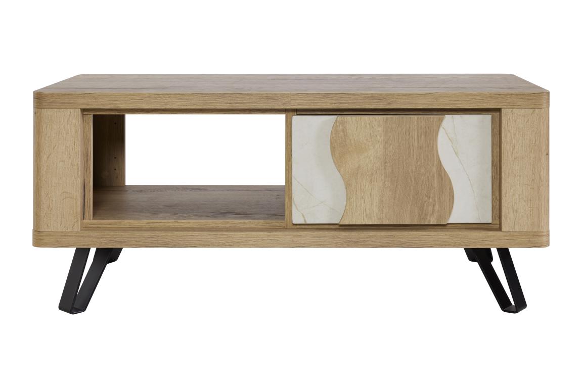 GBO - Table basse Vincenzo S/P - Chêne Halifax + Cremona - 115x44/52x55 cm