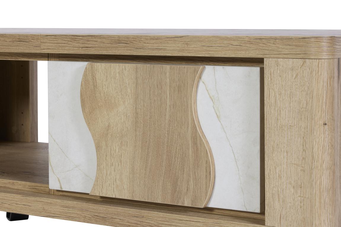 GBO - Table basse Vincenzo S/P - Chêne Halifax + Cremona - 115x44/52x55 cm