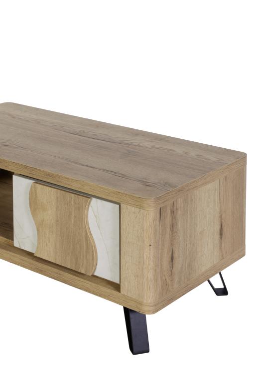 GBO - Table basse Vincenzo S/P - Chêne Halifax + Cremona - 115x44/52x55 cm