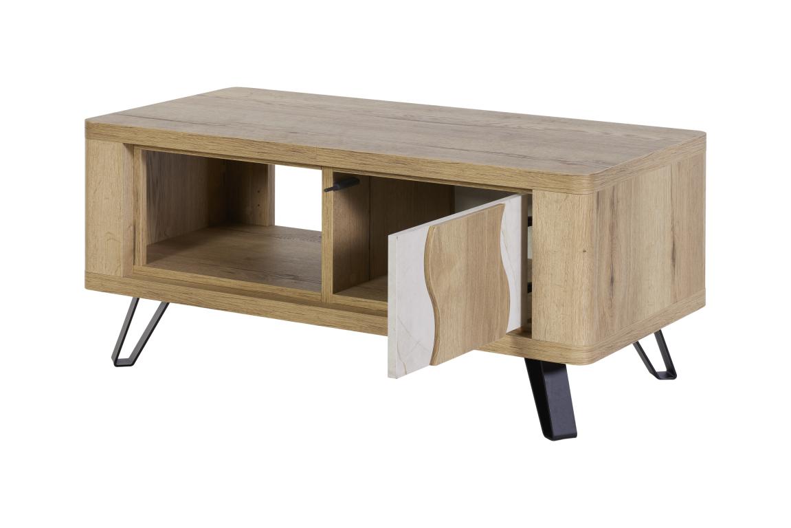 GBO - Table basse Vincenzo S/P - Chêne Halifax + Cremona - 115x44/52x55 cm
