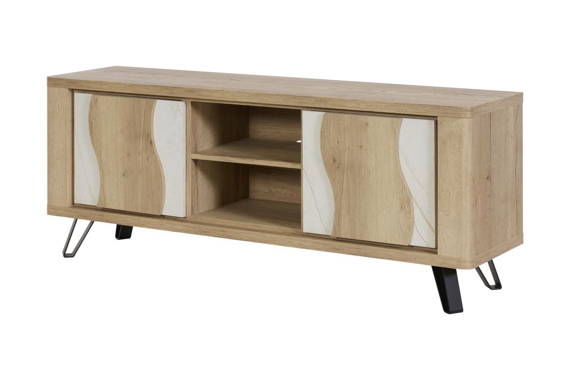 GBO - Meuble TV Vincenzo S/P - Chêne Halifax + Cremona - 170x62/70x43 cm