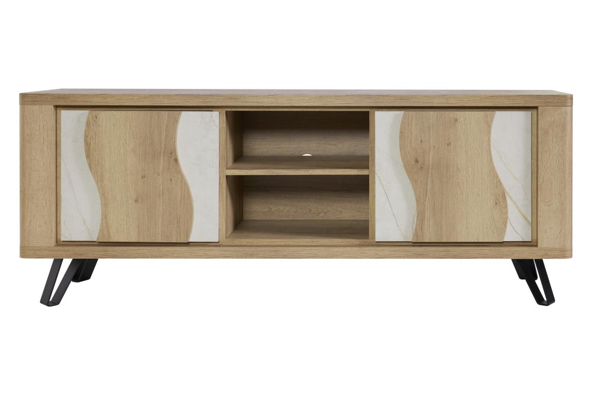 GBO - Meuble TV Vincenzo S/P - Chêne Halifax + Cremona - 170x62/70x43 cm