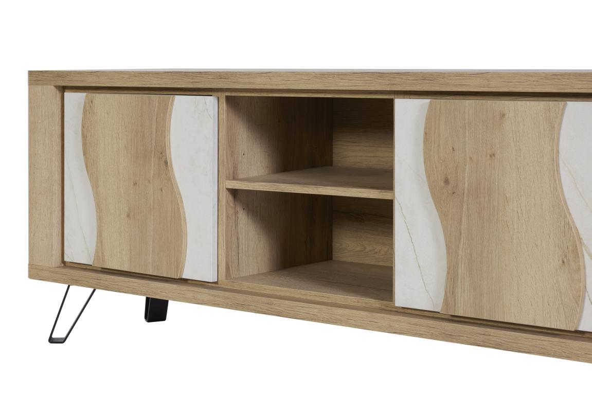 GBO - Meuble TV Vincenzo S/P - Chêne Halifax + Cremona - 170x62/70x43 cm