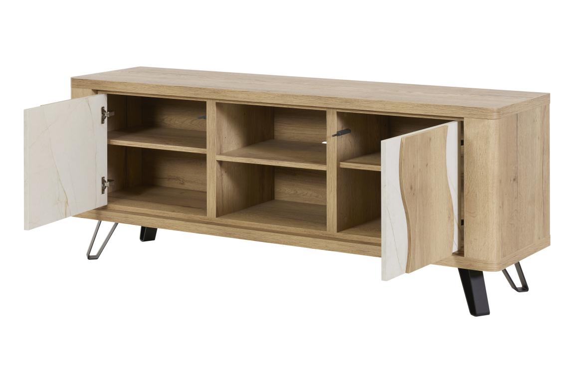 GBO - Meuble TV Vincenzo S/P - Chêne Halifax + Cremona - 170x62/70x43 cm