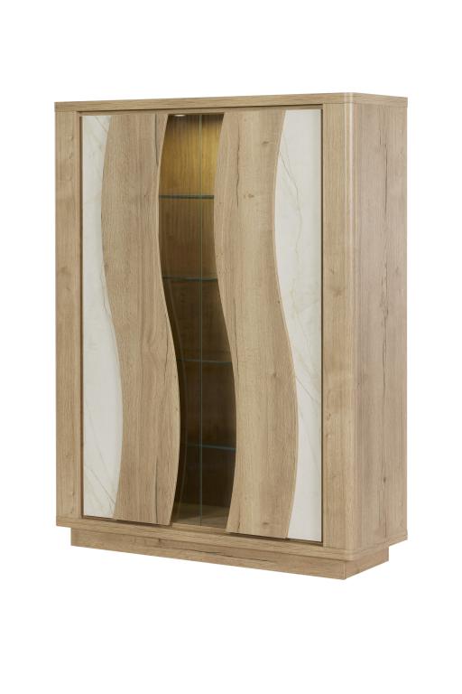 GBO - Glaskast Vincenzo S/P - Halifax oak+Cremona - 125x176/184x43 cm