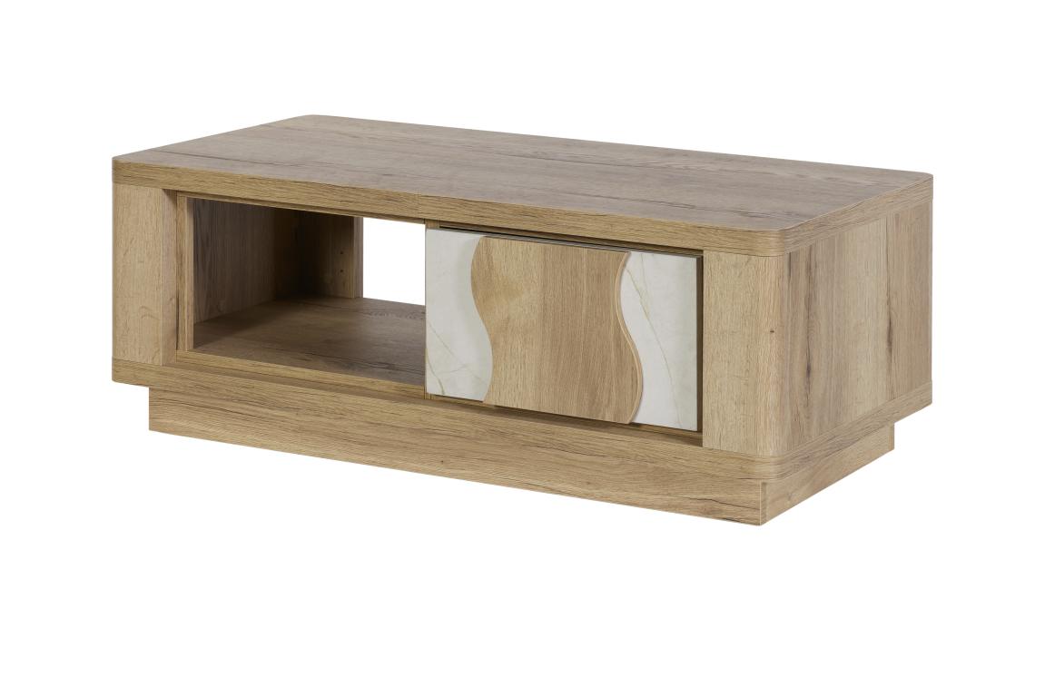GBO - Table basse Vincenzo S/P - Chêne Halifax + Cremona - 115x44/52x55 cm