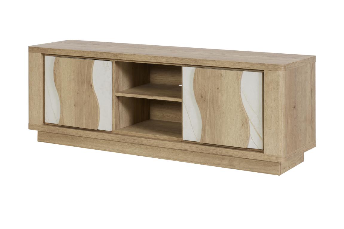 GBO - Meuble TV Vincenzo S/P - Chêne Halifax + Cremona - 170x62/70x43 cm