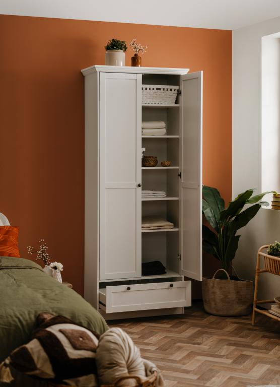 Fin - Schoenenkast Landwood - Wit - 80x200x39 cm