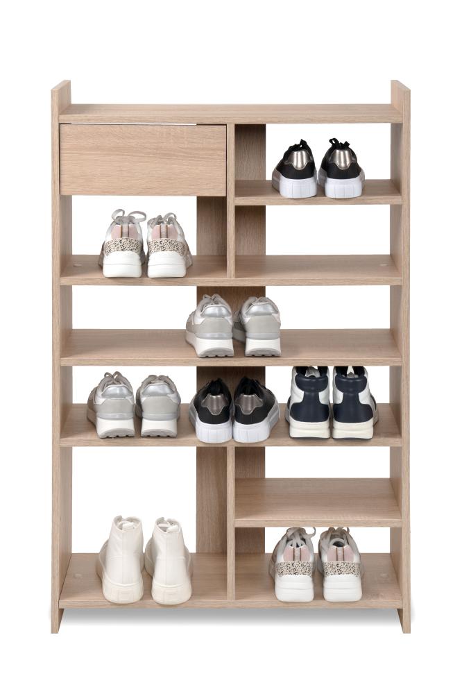 FIN - Schoenenkast Munster 20A - Open Niches - 1 Lade - Eiken Kleur - 71,5xh109x25cm