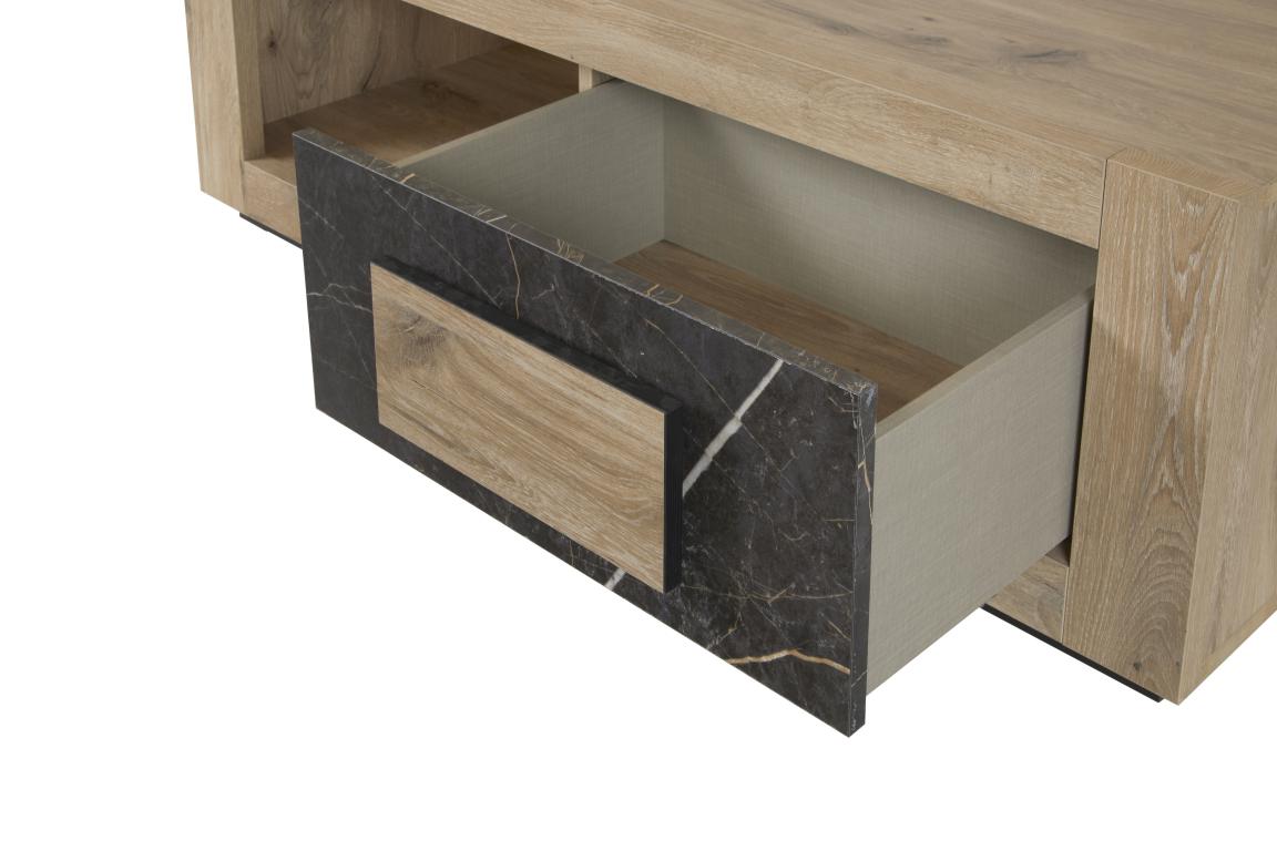 GBO - Table basse Sacha - Chêne canyon & marbre - 130x65x45 cm