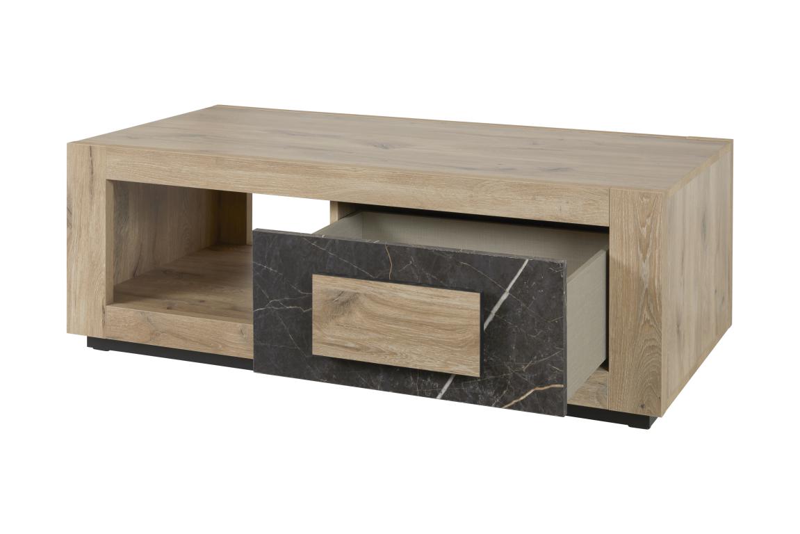 GBO - Table basse Sacha - Chêne canyon & marbre - 130x65x45 cm