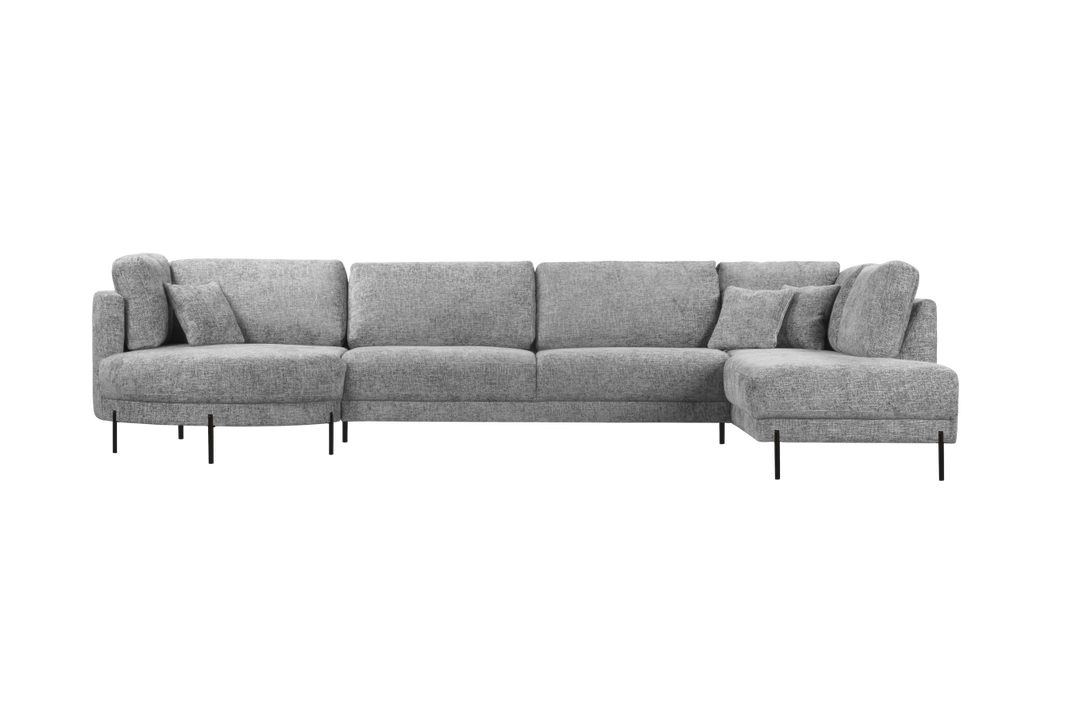 2BM - Canapé d'angle Mars - Tissu gris - Gauche - 200x354x130cm