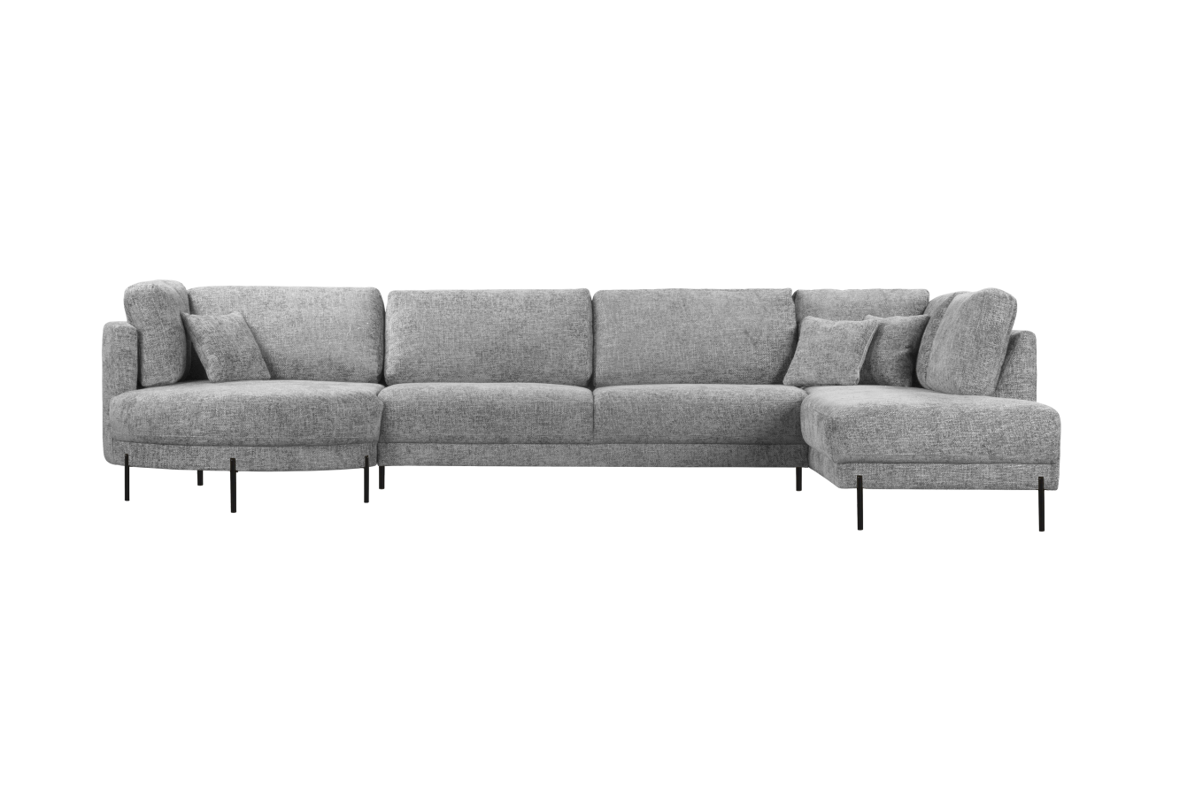 2BM - Canapé d'angle Mars - Tissu gris - Gauche - 200x354x130cm