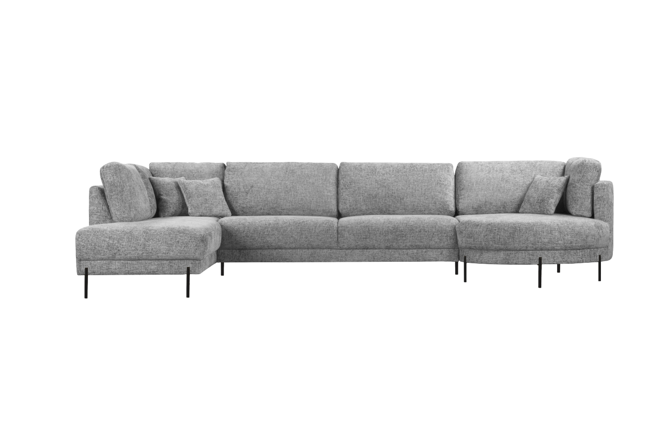 2BM - Canapé d'angle Mars - Tissu gris - Droit - 200x354x130cm