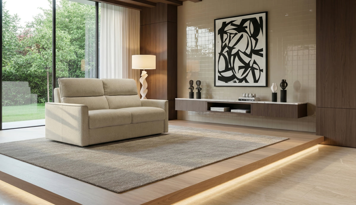 Altoni - Zetelbed Molly - Stof beige - Bed 140x200cm - 186xh107x54cm