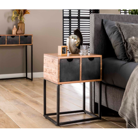 ZST - Nachtkastje Catch - Acacia hout/Metaal - 45x60x35cm