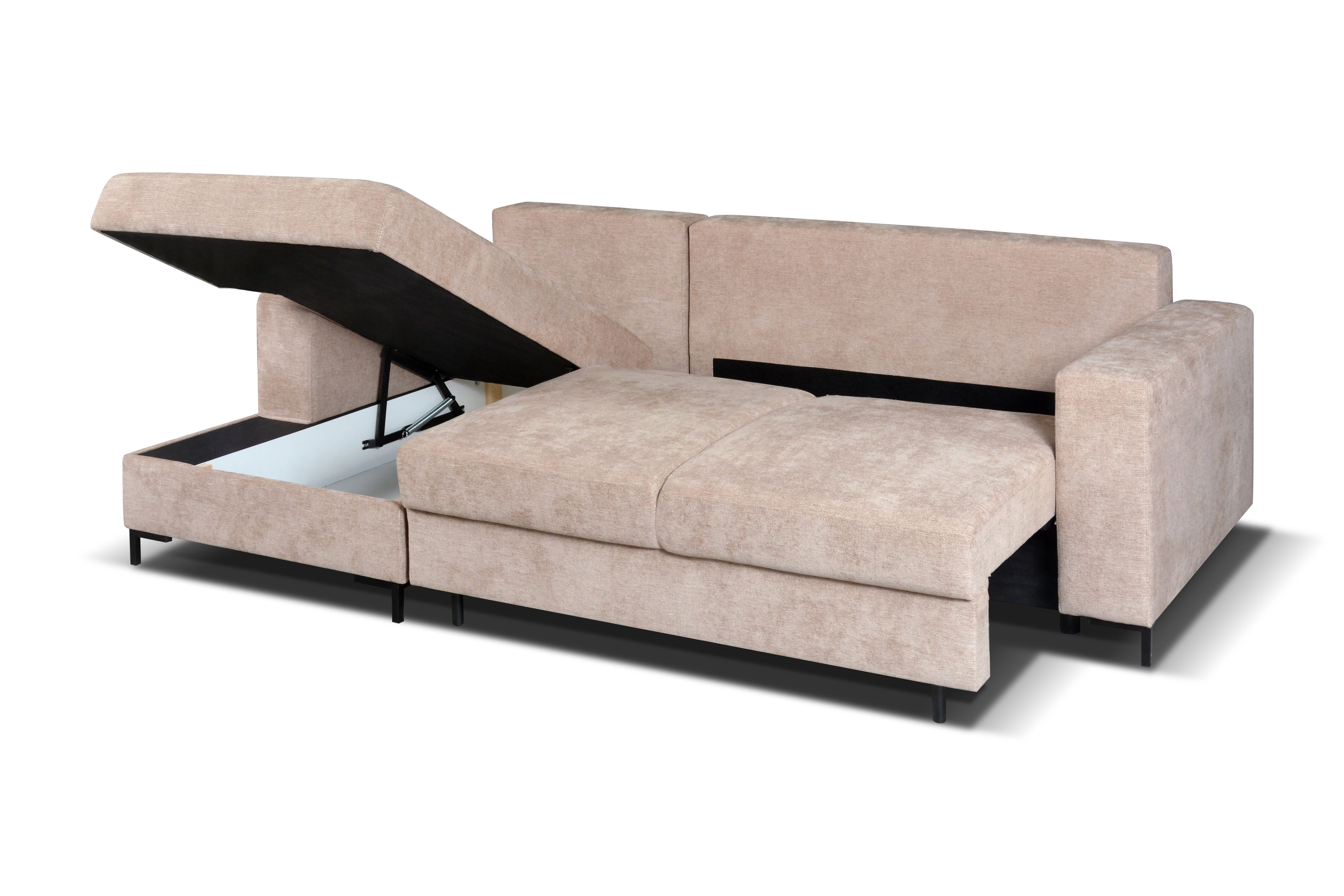 2BM - Salon Edina – Fonction lit – Espace de rangement – ​​Gauche – 145x242x95cm