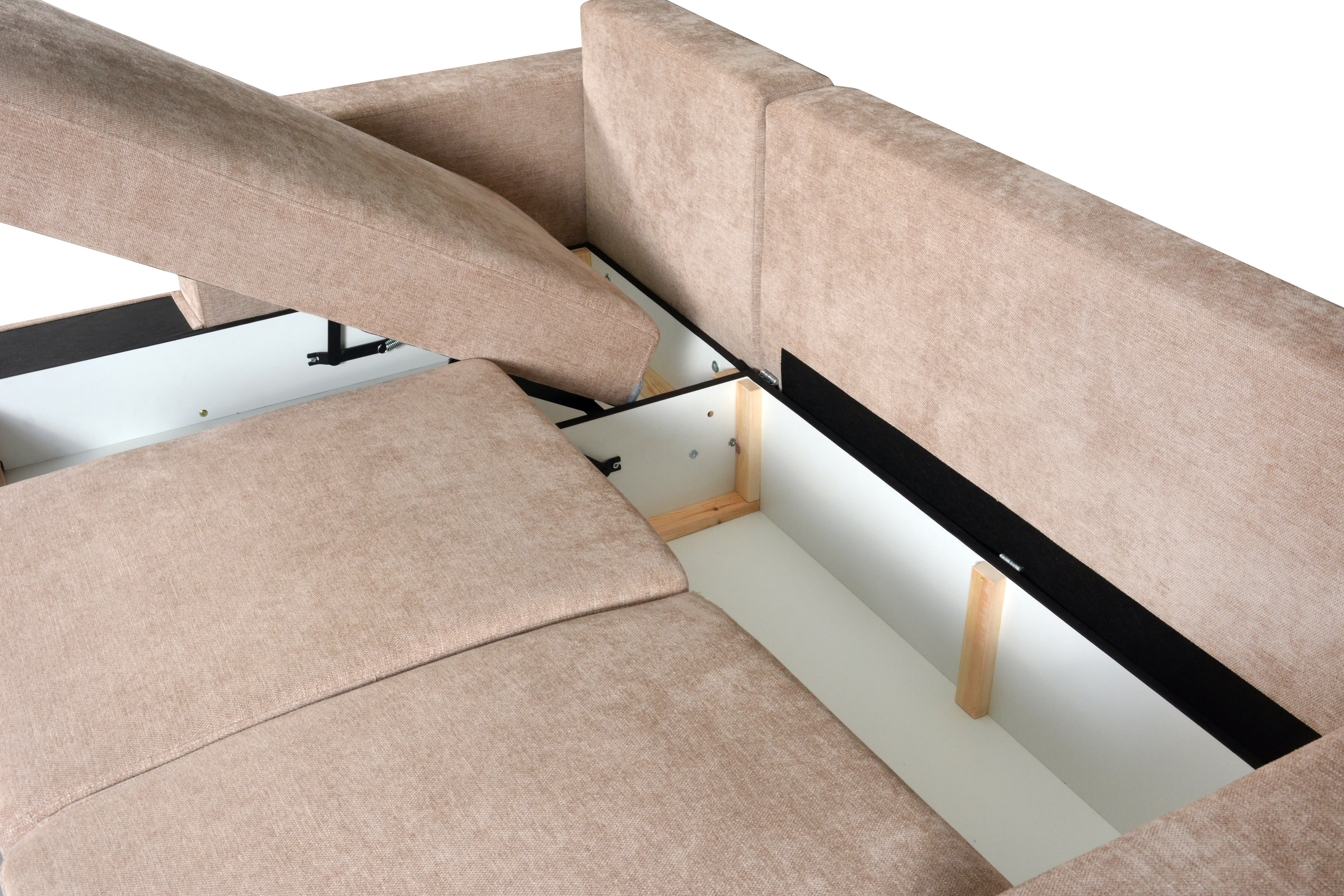 2BM - Salon Edina – Fonction lit – Espace de rangement – ​​Gauche – 145x242x95cm