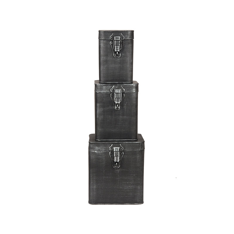 LABEL51 Opbergkist - Antiek grijs - Metaal - M - 12x12x17 cm