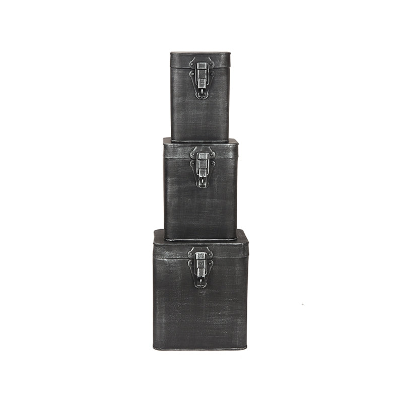 LABEL51 Opbergkist - Antiek grijs - Metaal - L - 15x16x19 cm