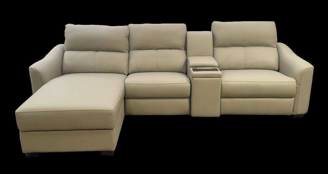 2BM - Canapé d'angle Benaco - 2 fauteuils relax électriques - Gris clair - Cuir - Gauche - 285x170cm