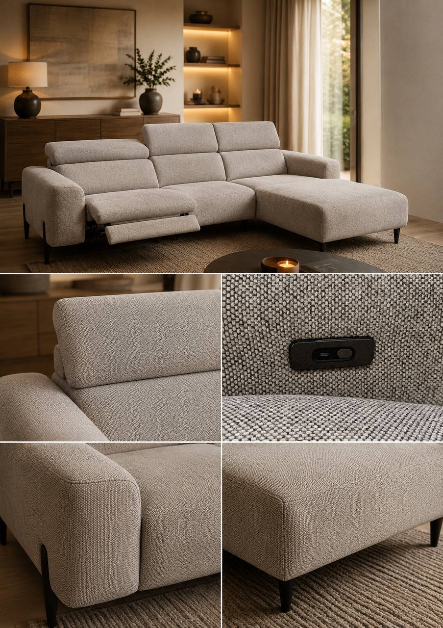 2BM - Hoeksalon Elias -Stof -  Taupe - 317x200xd95xh84-110cm