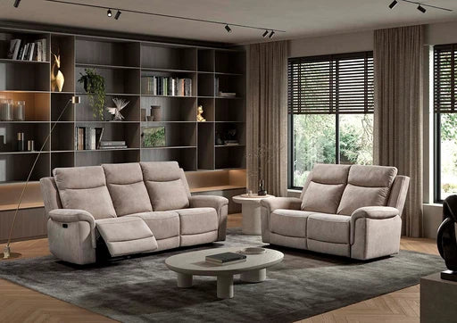 GBO - Canapé relax électrique 3 places Newark – Tissu Taupe