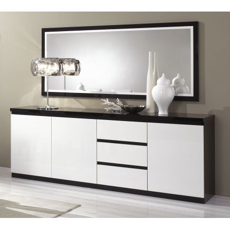 MLM - Dressoir Roma - Hoogglans - Wit/Zwart - 220x83x50cm