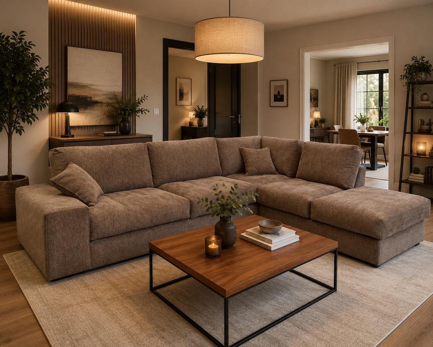 2BM - Canapé d'angle Dawson - Droite - Couleur taupe - 312x240cm