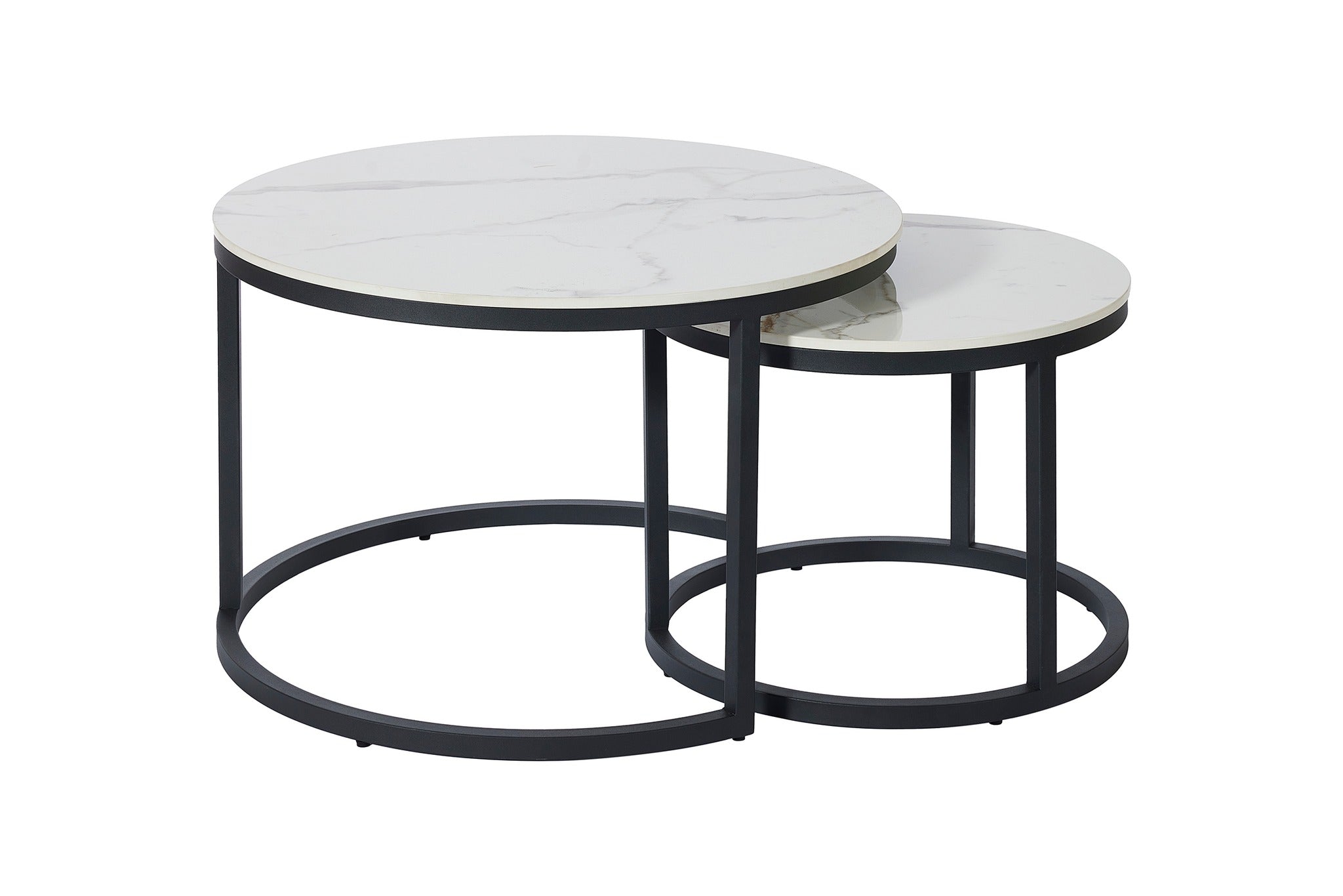 GBO - Set van 2 Salontafels Kera - Wit Keramiek - -70 en -50cm
