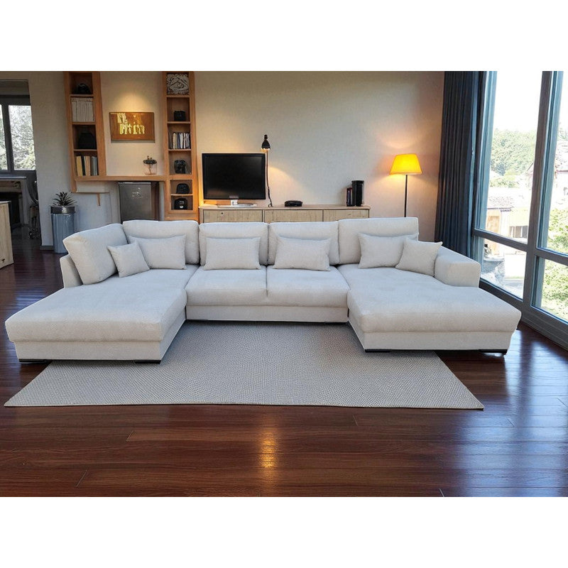 MLM - Canapé d'angle Tine U - Beige clair - Droite – 208 x 354 x 180 cm