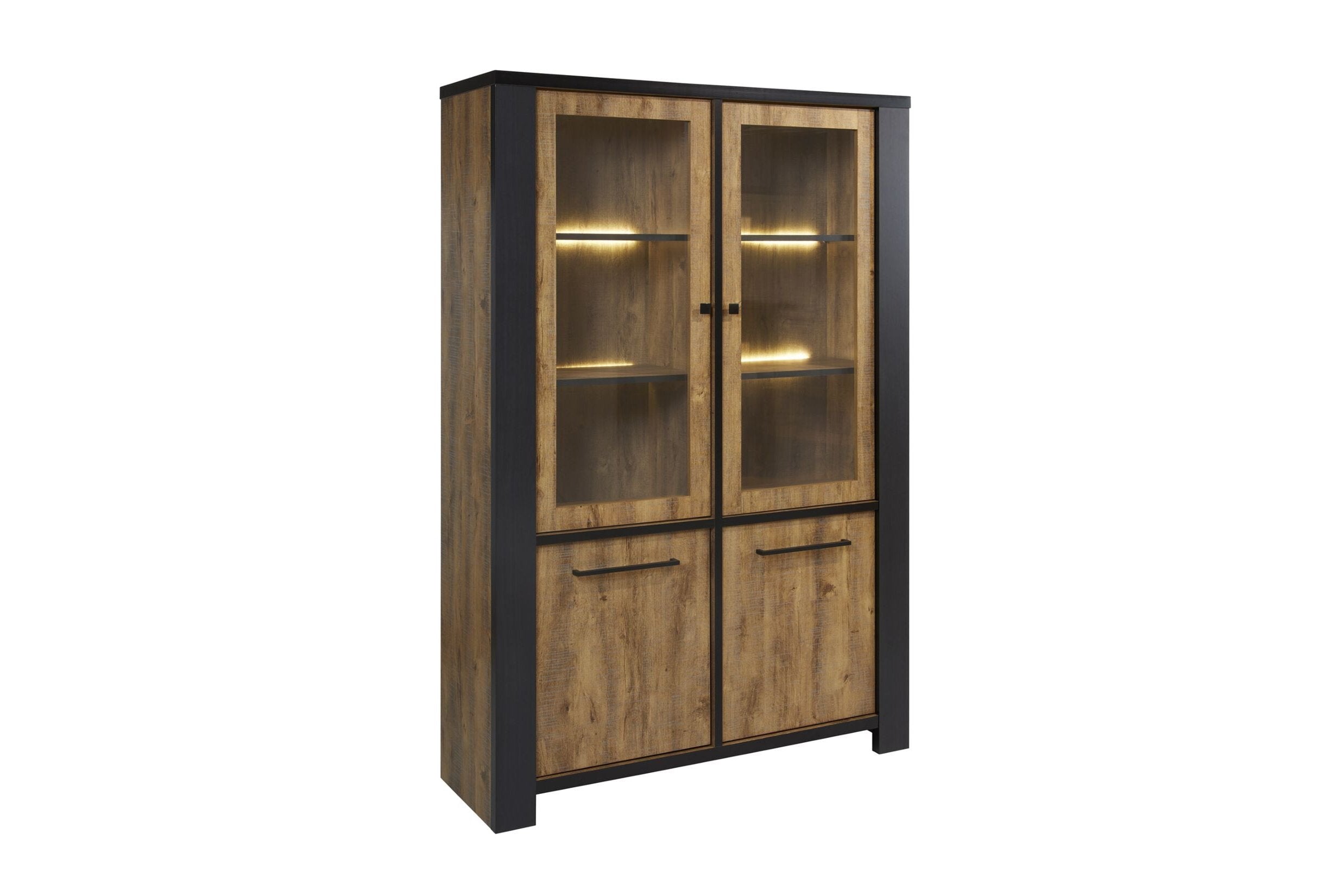 GBO - Vitrine Samuel - Warme Eik/Grijs - 130x185x46cm