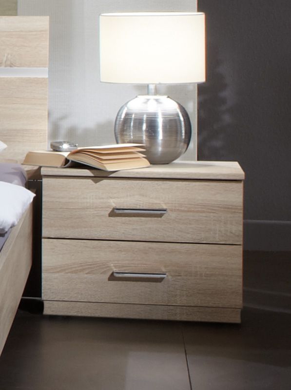 Image of Nachtkast 2 laden Anna in eik imitatie. <table style="height:149px;" border="0" width="499" cellspacing="0" cellpadding="0">
<colgroup><col ...