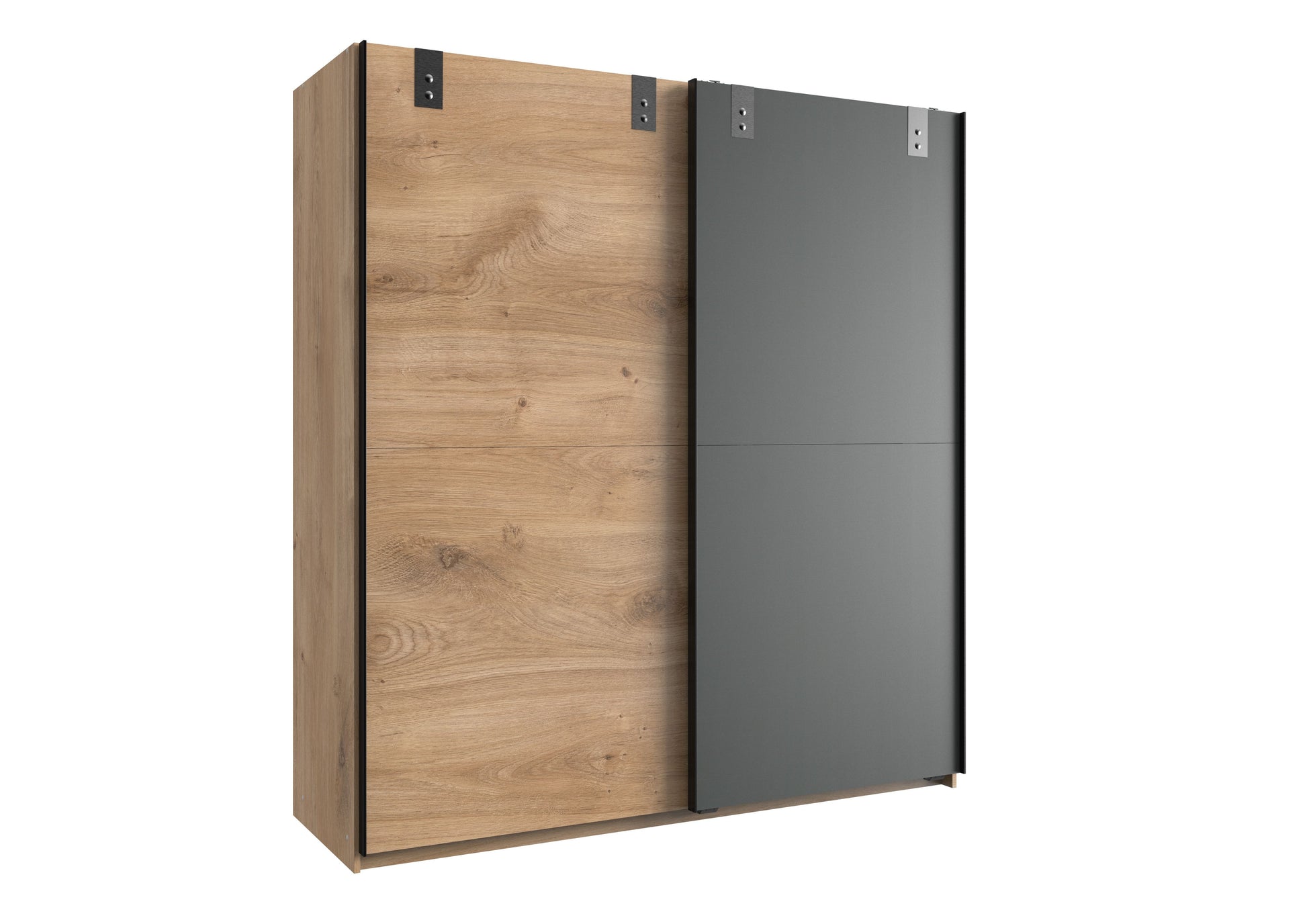 Image of Wimex - Kleerkast Liverpool - 2 schuifdeuren- Donkere Eik/Antraciet - 135x199x58cm. Stoere kleerkast 2 deur in dekor stijgereik/graphite; <br>Uw kind of tiener zal met deze mooie ka...