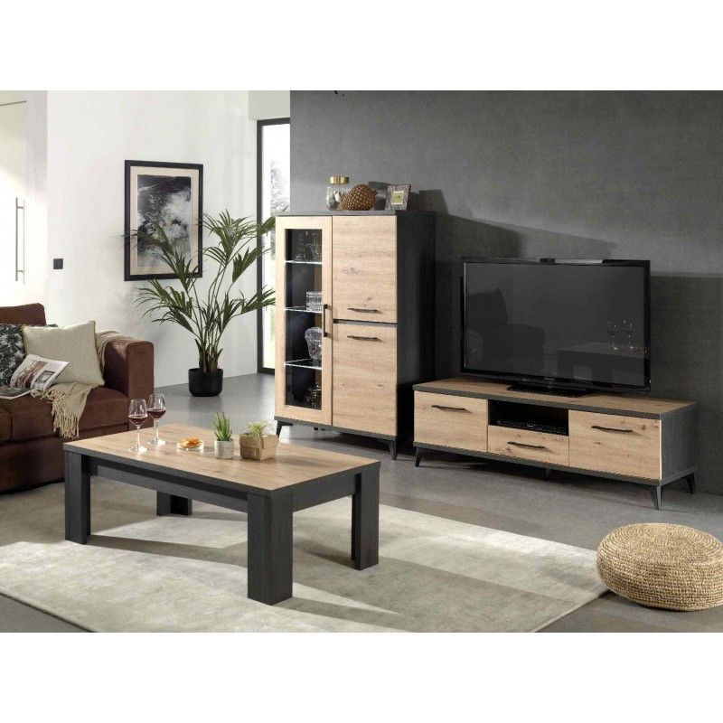 Image of TYC - Salontafel Oscar - Donkere Eik/Zwart - 120x40x60cm. >Kies voor deze nieuwe salontafel in industrile s...